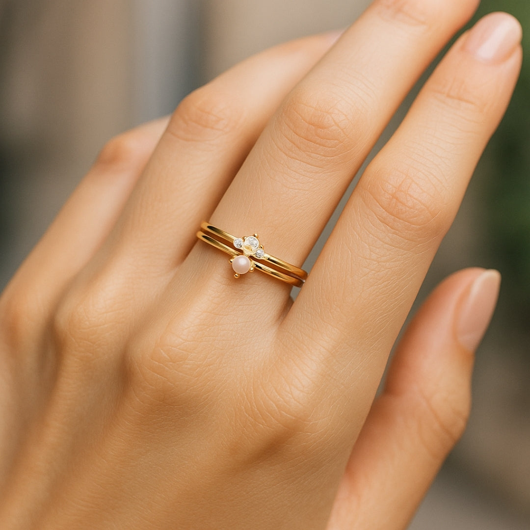 ANILLO VALENTINA ROCHE DOBLE ARO CON CIRCONITA CENTRAL