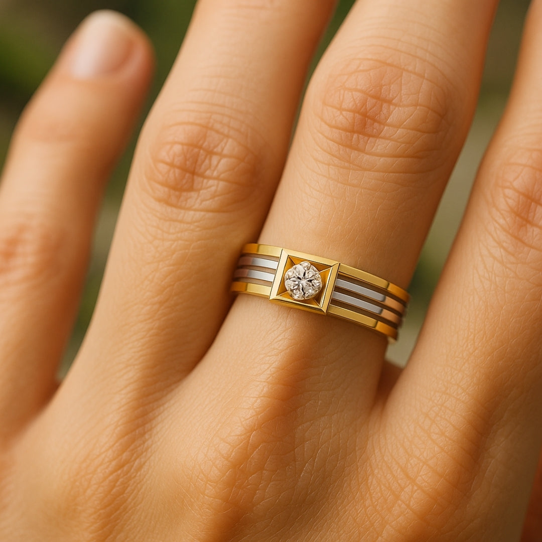 ANILLO VALENTINA ROCHE GEOMÉTRICO CON CIRCONITA