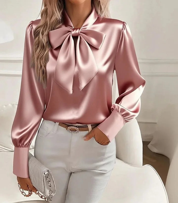 ANASTASIA - BLUSA SATINADA CON LAZADA ELEGANTE