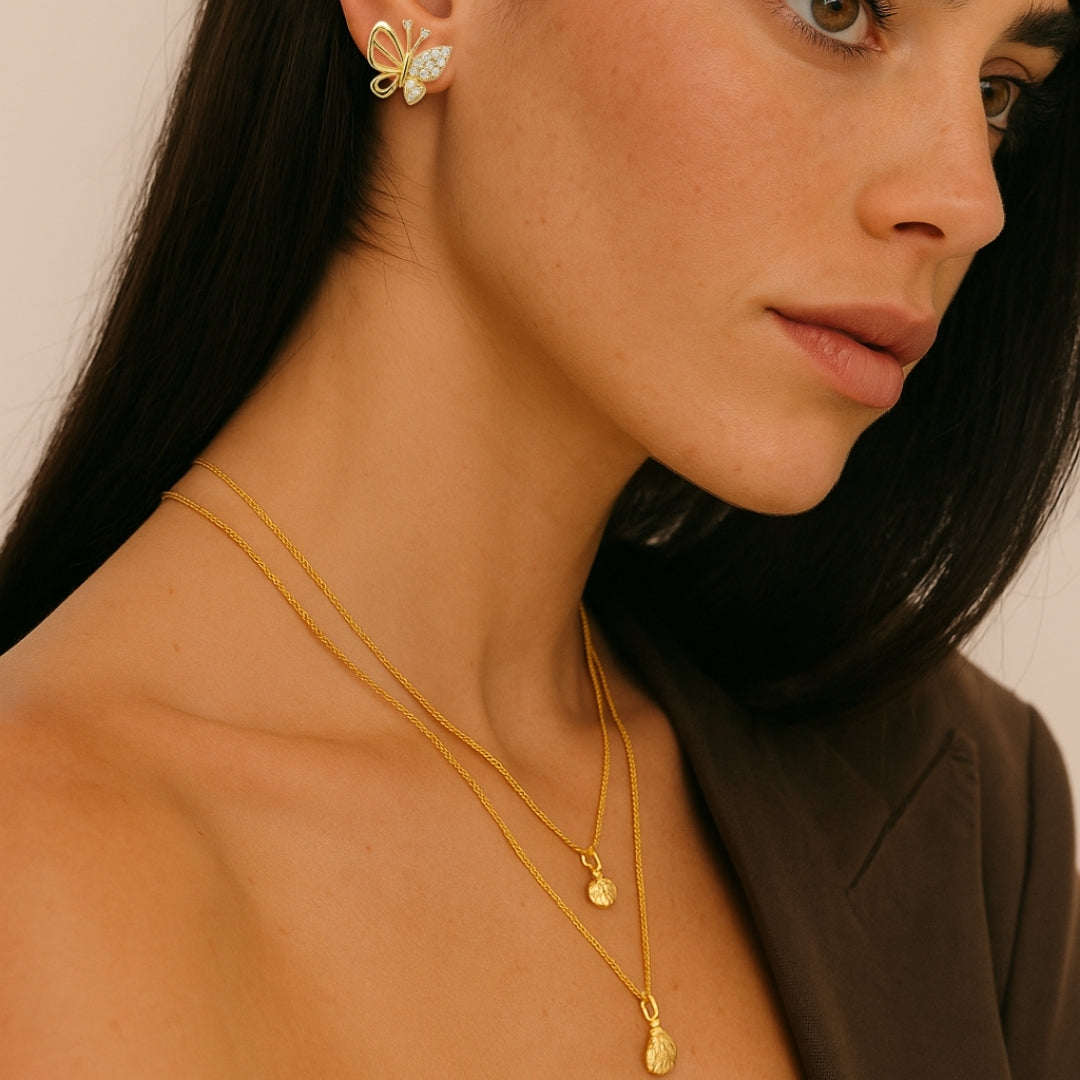 PENDIENTES VALENTINA ROCHE MARIPOSA DORADOS CON CIRCONITAS