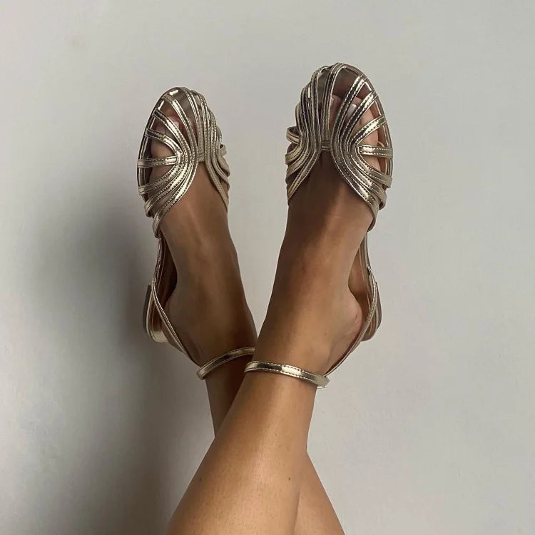 SANDALIAS DORADAS ELEGANCIA