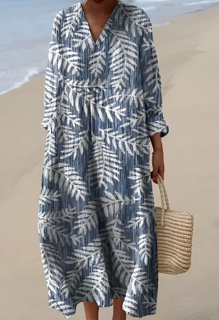 VESTIDO SOPHIE GEOMÉTRICO NATURAL