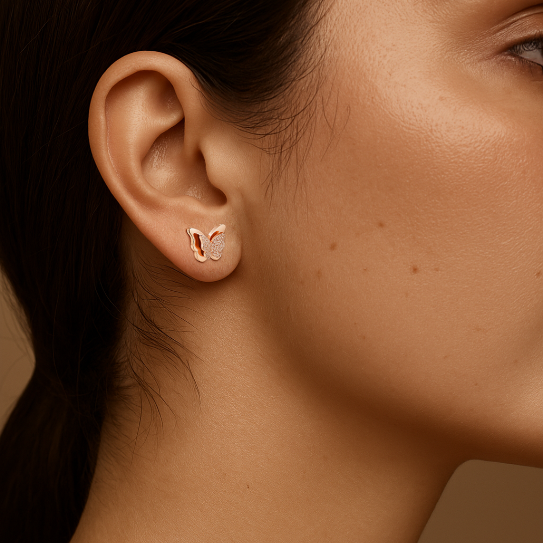 PENDIENTES VALENTINA ROCHE MARIPOSA ROSADA CON CIRCONITAS