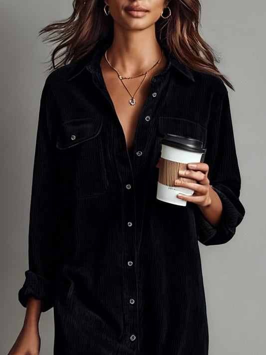 VESTIDO CORDUROY NOIR MIDI