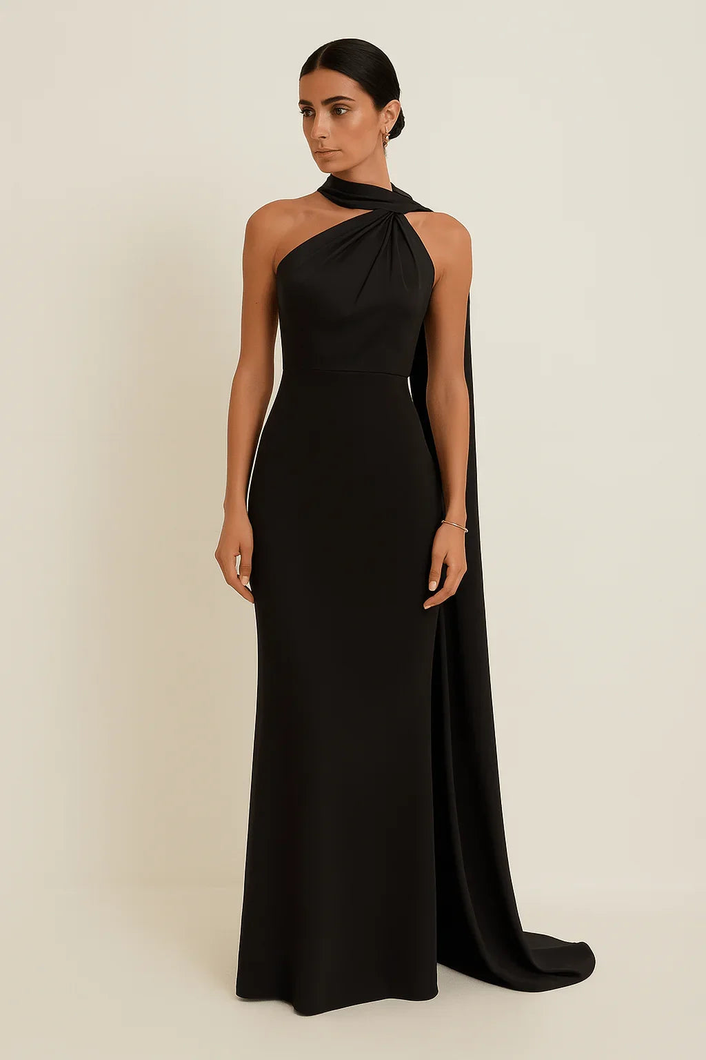 VESTIDO LARGO SATINADO DE GALA