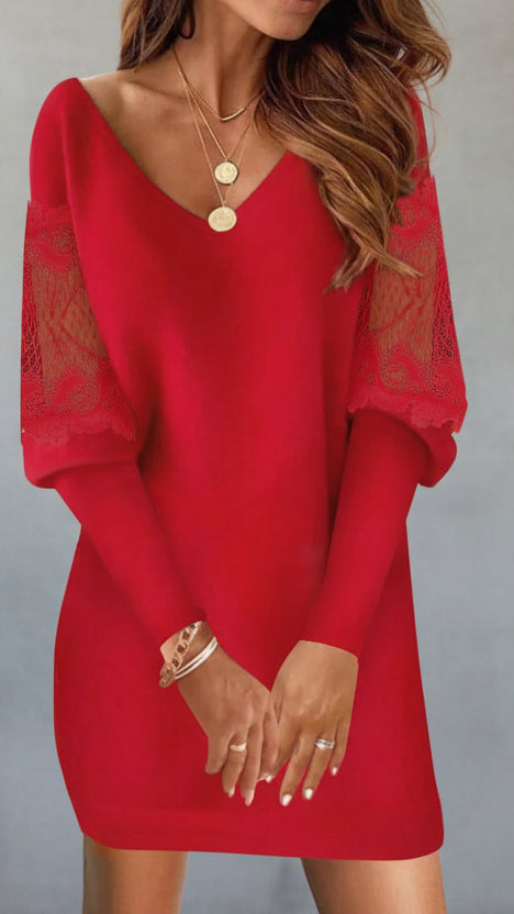 VESTIDO CORTO ELEGANTE CON ESCOTE EN V