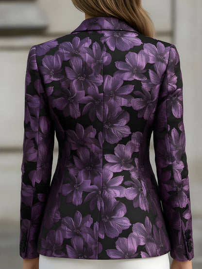 BLAZER VALENTINA ROCHE JACQUARD FLORAL MORADO