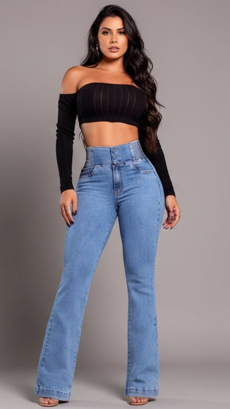 💕Frühlingsneuheit👖Stretch-Schlagjeans mit hohem Bund