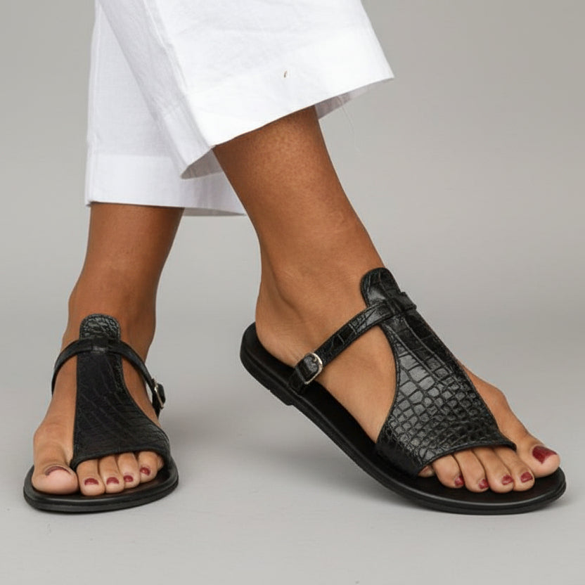 SANDALIAS T-STRAP TEXTURE CHIC