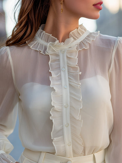 BLUSA VALENTINA ROCHE IVORIA RUFFLE