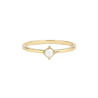 ANILLO VALENTINA ROCHE FINO DORADO CON PIEDRA CENTRAL BLANCA