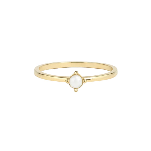 ANILLO VALENTINA ROCHE FINO DORADO CON PIEDRA CENTRAL BLANCA