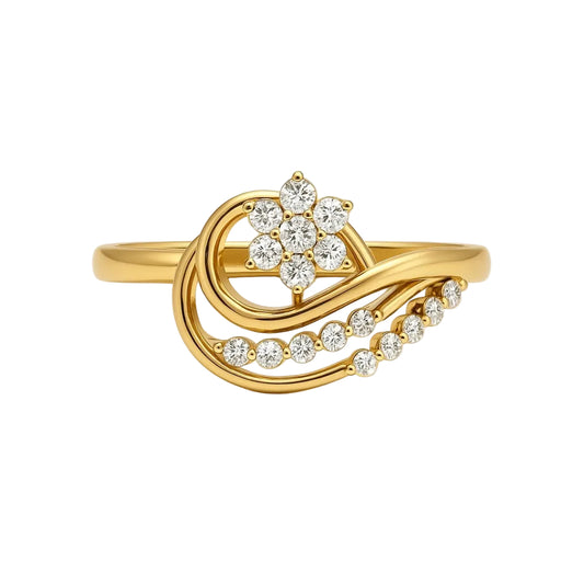 ANILLO VALENTINA ROCHE FLOR DORADA CON CIRCONITAS Y ONDAS