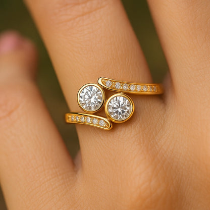 ANILLO VALENTINA ROCHE DOBLE ARO CON CIRCONITAS ENGASTADAS