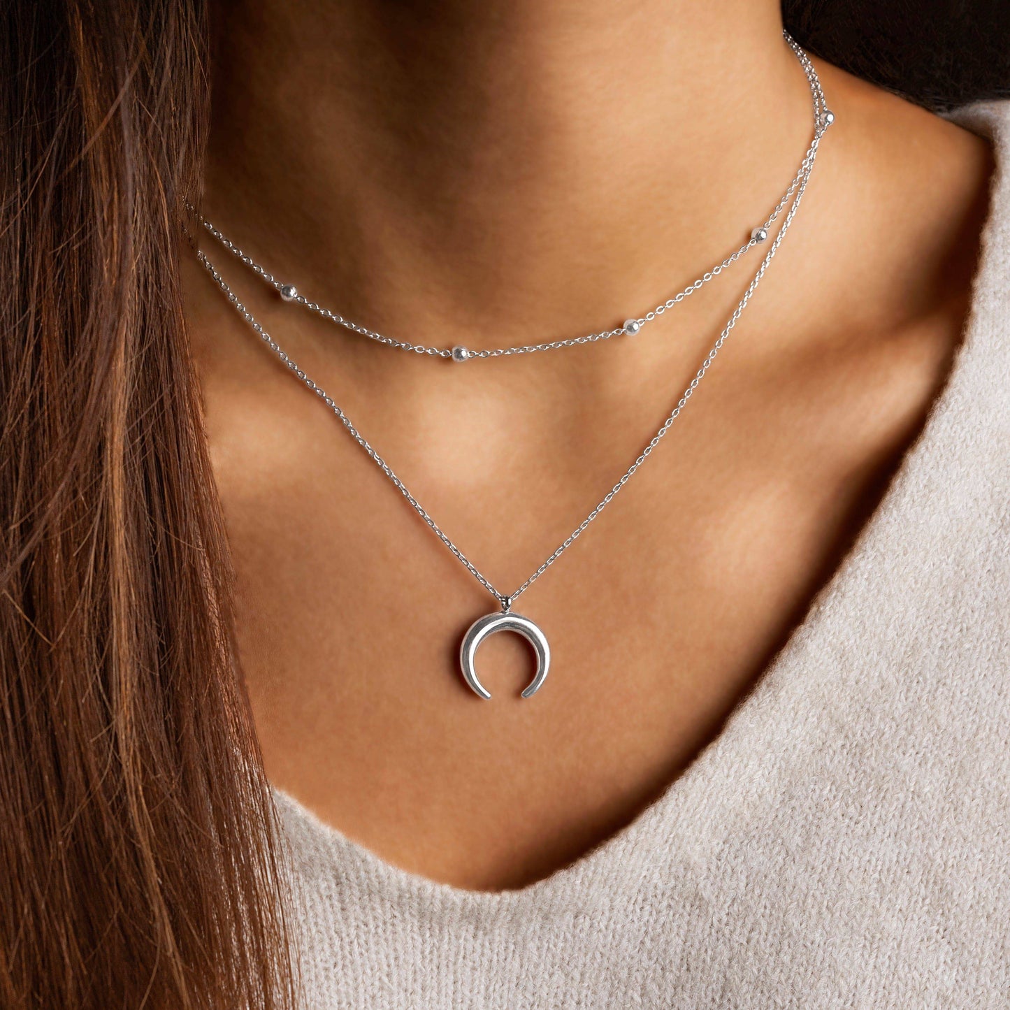 COLLAR VALENTINA ROCHE DORADO DOBLE CON LUNA