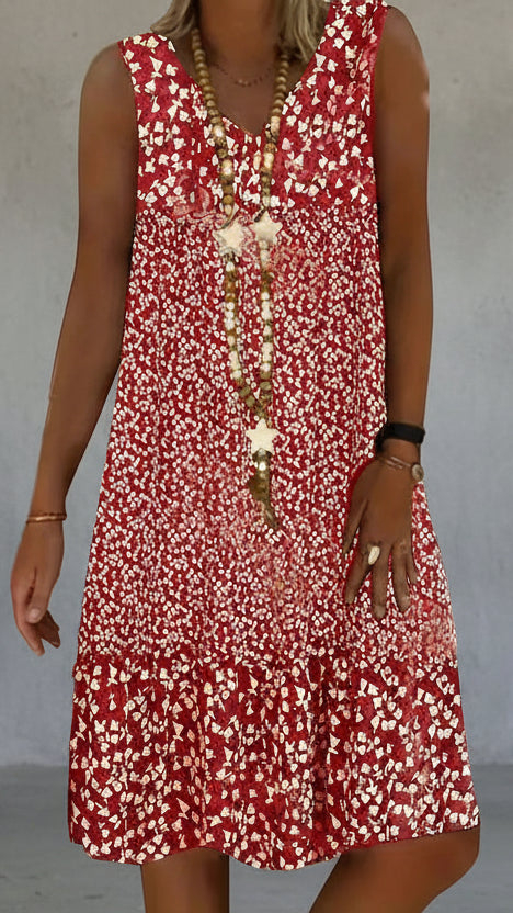 VESTIDO MIDI ESTAMPADO SIN MANGAS