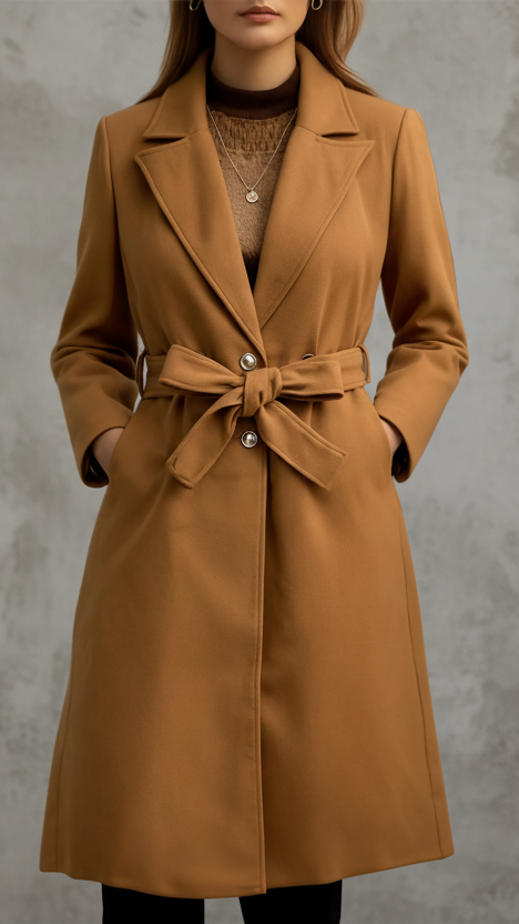 ABRIGO VALENTINA ROCHE DE LANA CON CINTURÓN ELEGANTE