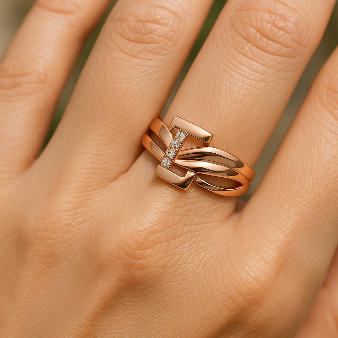 ANILLO VALENTINA ROCHE ENTRELAZADO ROSÉ