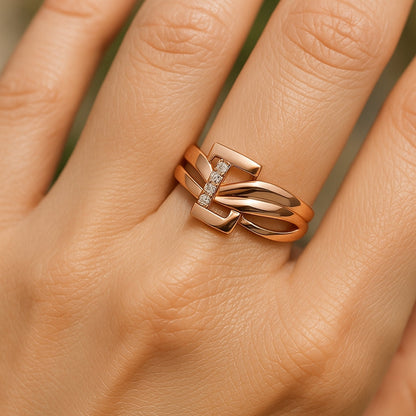 ANILLO VALENTINA ROCHE ENTRELAZADO ROSÉ