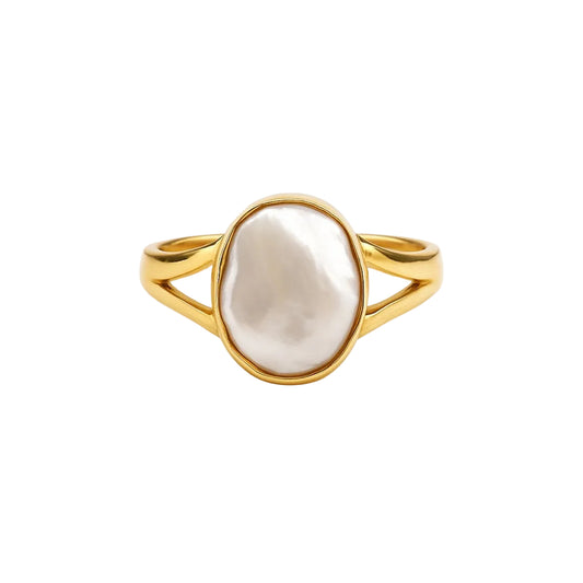 ANILLO VALENTINA ROCHE PERLA IRREGULAR DORADO