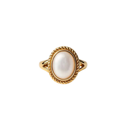 ANILLO VALENTINA ROCHE OVAL PERLA BLANCA DORADO