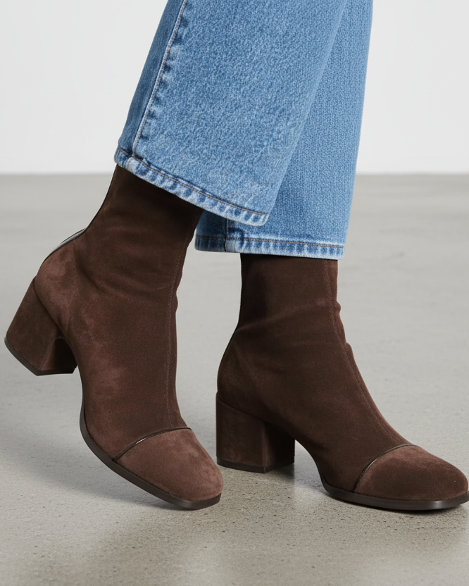 ARAMINTA - BOTINES DE ANTE CON TACÓN CÓMODO