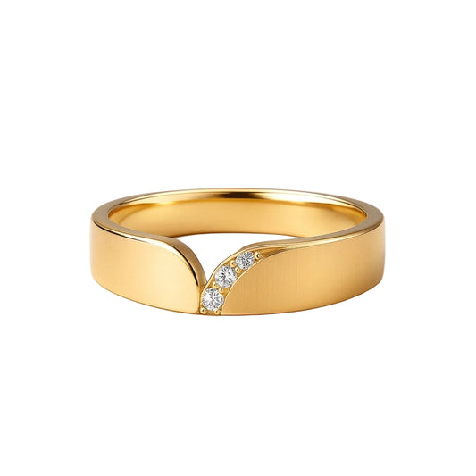 ANILLO VALENTINA ROCHE DORADO LISO CON DETALLE DE CIRCONITA