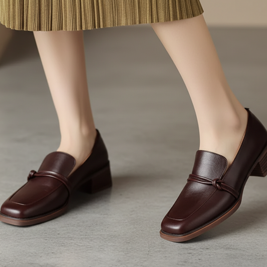 MOCASINES CLÁSICOS DE PIEL CON TACÓN BAJO