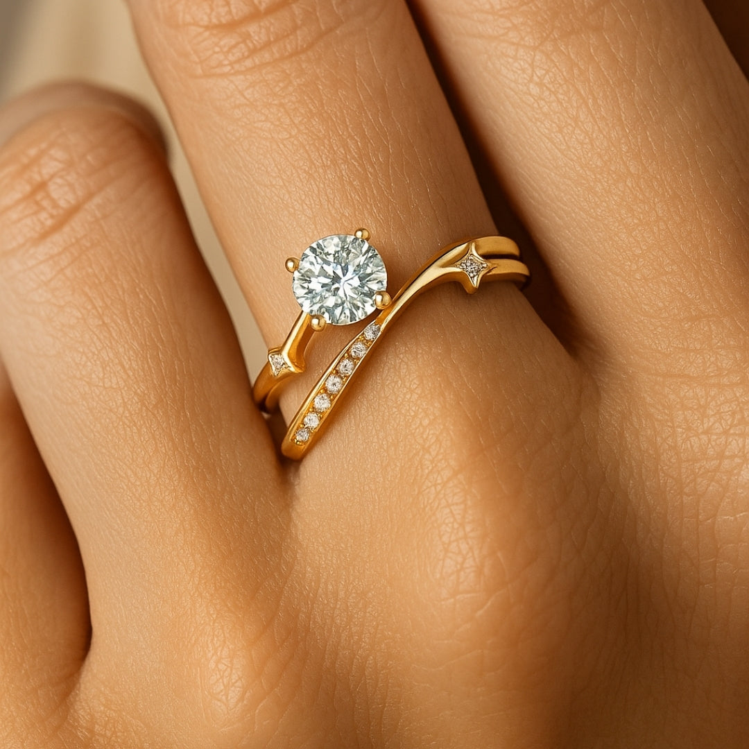 ANILLO VALENTINA ROCHE SOLITARIO DOBLE ARO CON CIRCONITA