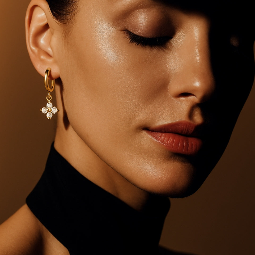 PENDIENTES VALENTINA ROCHE ARO CON CRUZ DE CIRCONITAS