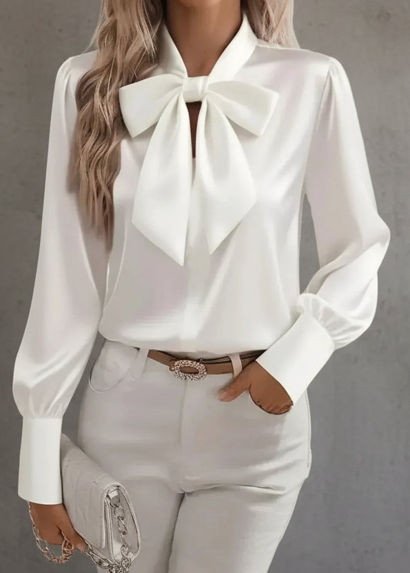 ANASTASIA - BLUSA SATINADA CON LAZADA ELEGANTE