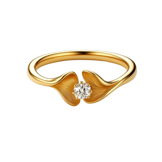 ANILLO VALENTINA ROCHE DORADO ONDAS CON CIRCONITA CENTRAL