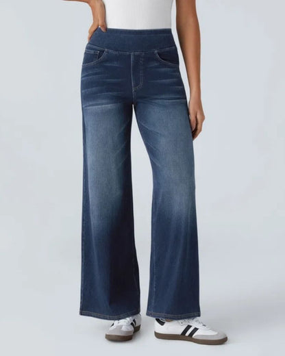 PANTALÓN VAQUERO ANCHO DE CINTURA ELÁSTICA