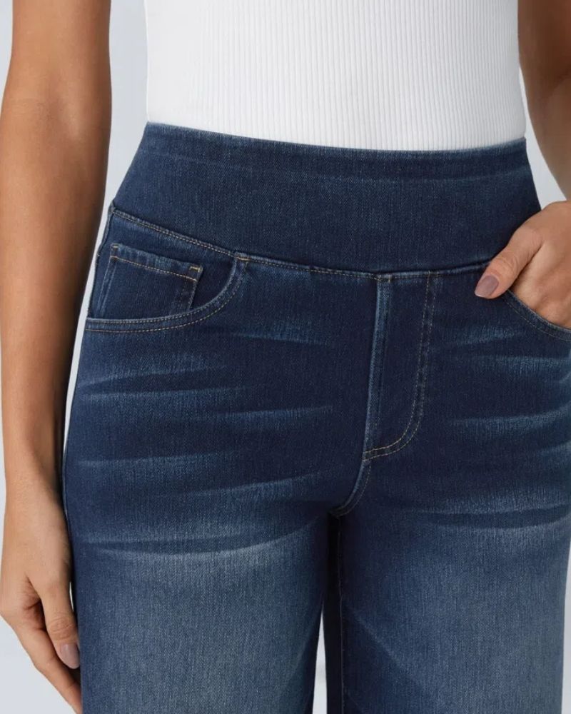 PANTALÓN VAQUERO ANCHO DE CINTURA ELÁSTICA