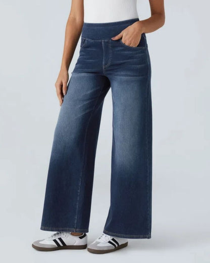 PANTALÓN VAQUERO ANCHO DE CINTURA ELÁSTICA