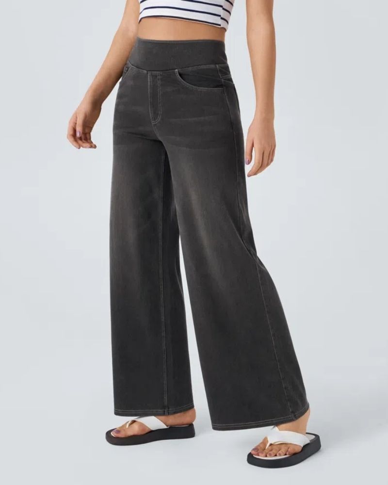 PANTALÓN VAQUERO ANCHO DE CINTURA ELÁSTICA