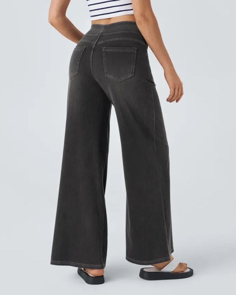 PANTALÓN VAQUERO ANCHO DE CINTURA ELÁSTICA
