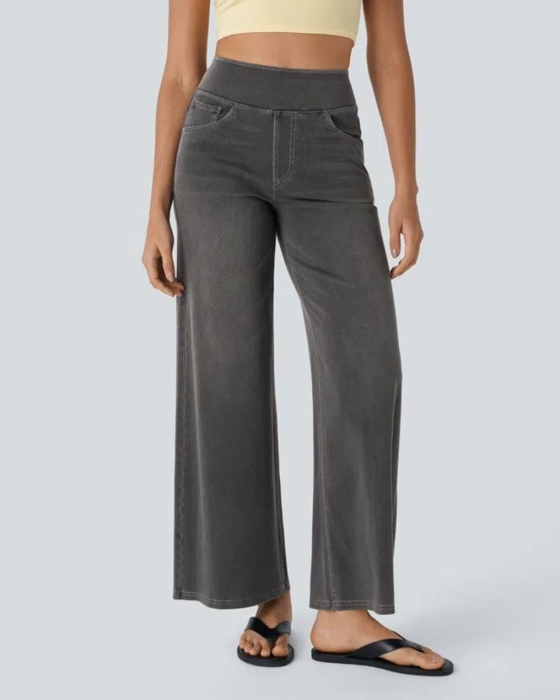 PANTALÓN VAQUERO ANCHO DE CINTURA ELÁSTICA