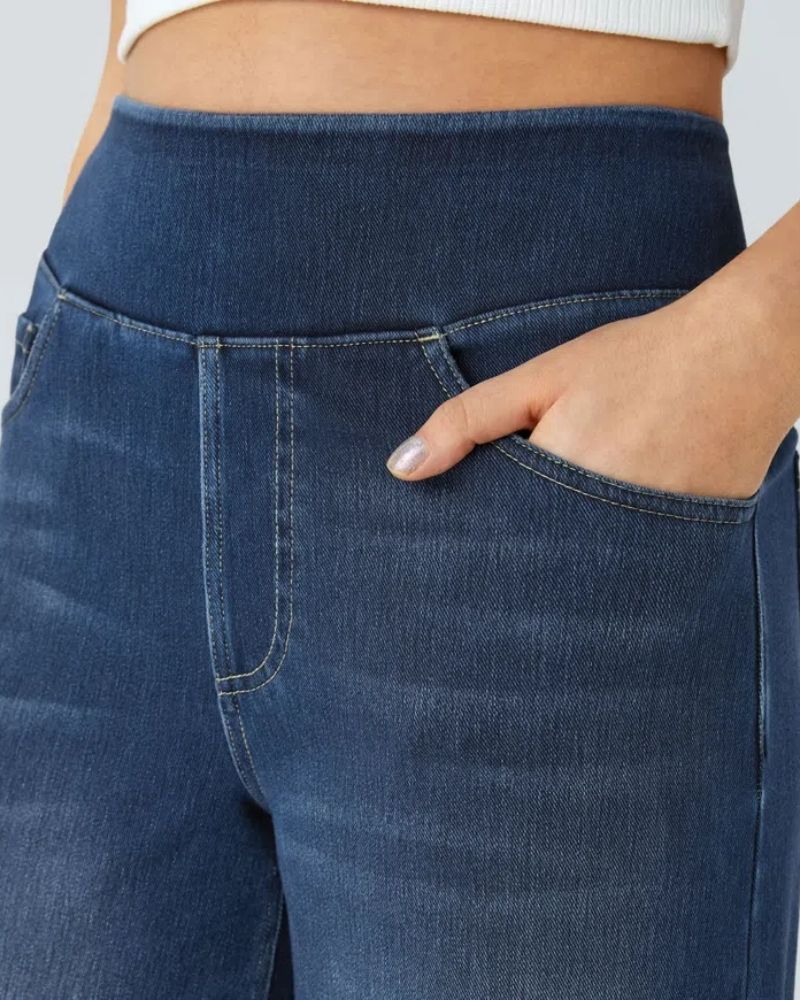 PANTALÓN VAQUERO ANCHO DE CINTURA ELÁSTICA