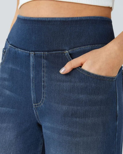 PANTALÓN VAQUERO ANCHO DE CINTURA ELÁSTICA