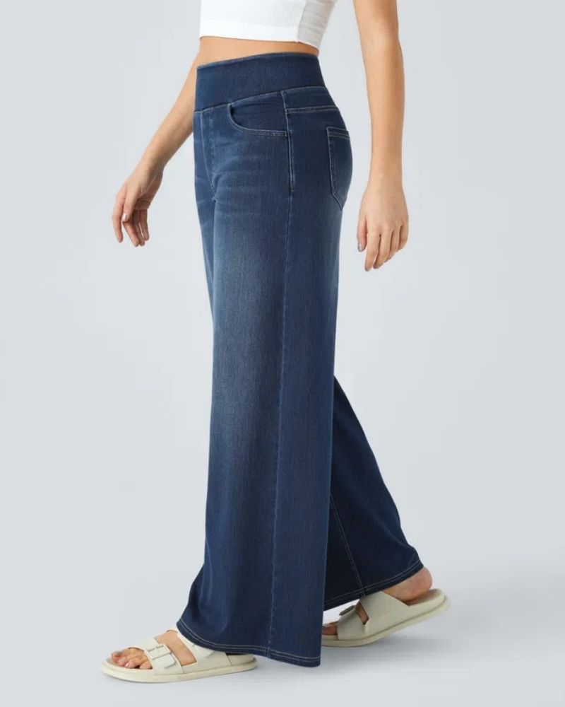 PANTALÓN VAQUERO ANCHO DE CINTURA ELÁSTICA