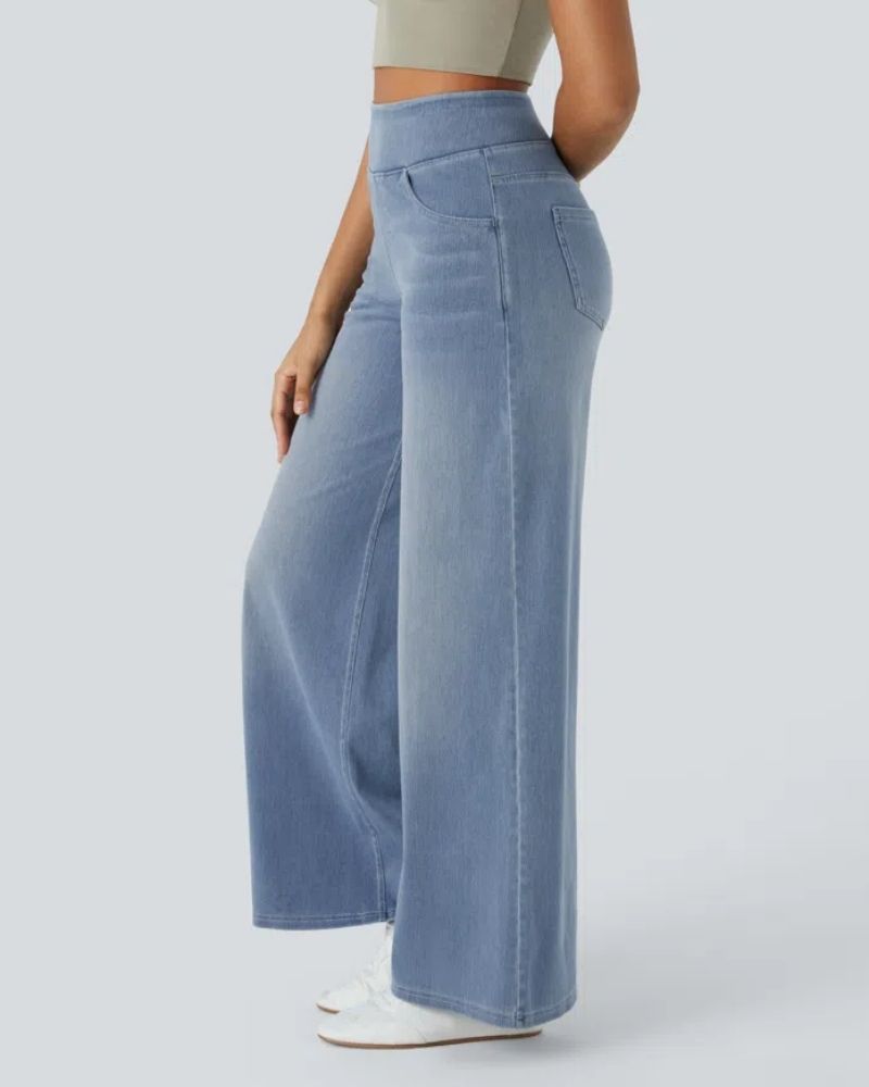 PANTALÓN VAQUERO ANCHO DE CINTURA ELÁSTICA