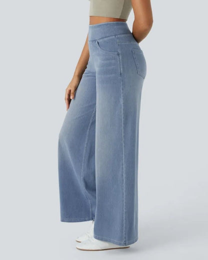 PANTALÓN VAQUERO ANCHO DE CINTURA ELÁSTICA