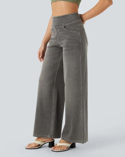 PANTALÓN VAQUERO ANCHO DE CINTURA ELÁSTICA