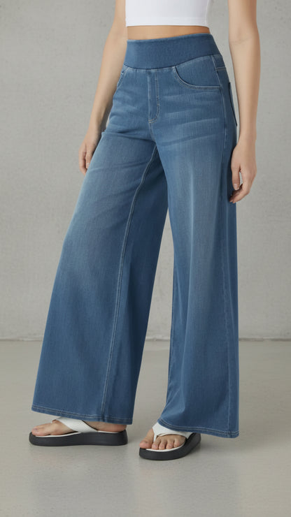 PANTALÓN VAQUERO ANCHO DE CINTURA ELÁSTICA