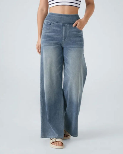 PANTALÓN VAQUERO ANCHO DE CINTURA ELÁSTICA