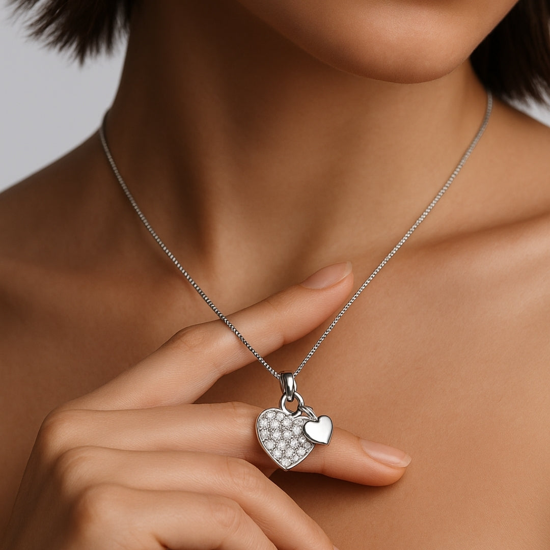 COLLAR VALENTINA ROCHE CORAZÓN PLATEADO CON CIRCONITAS