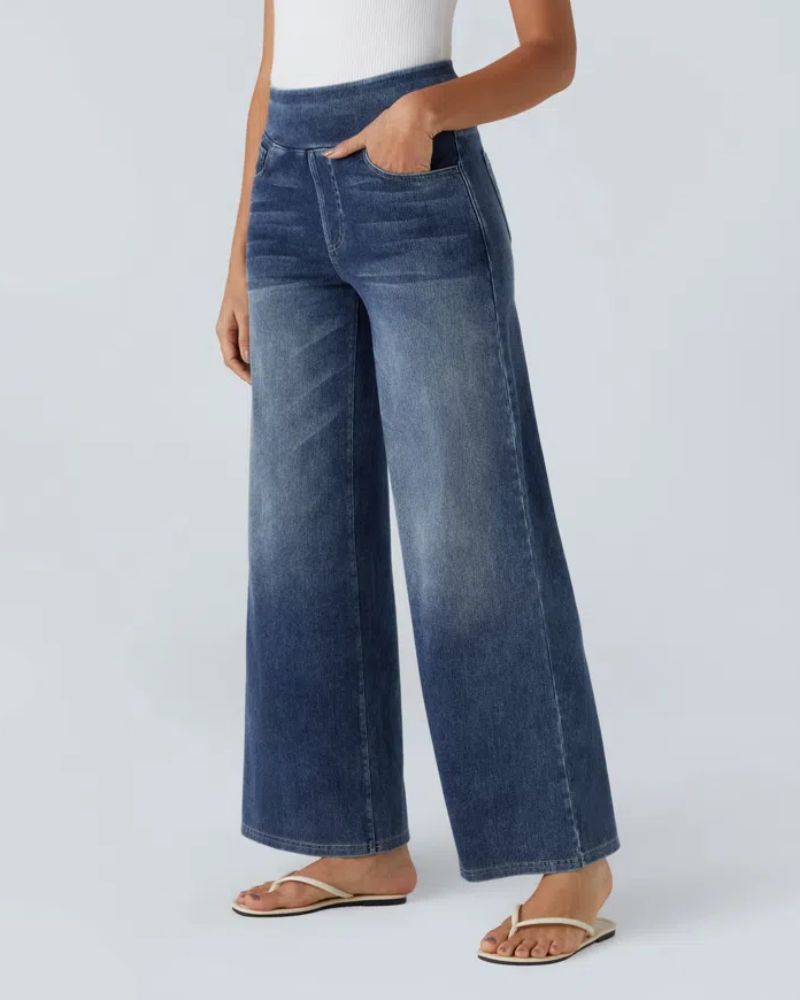 PANTALÓN VAQUERO ANCHO DE CINTURA ELÁSTICA
