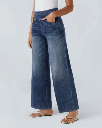 PANTALÓN VAQUERO ANCHO DE CINTURA ELÁSTICA