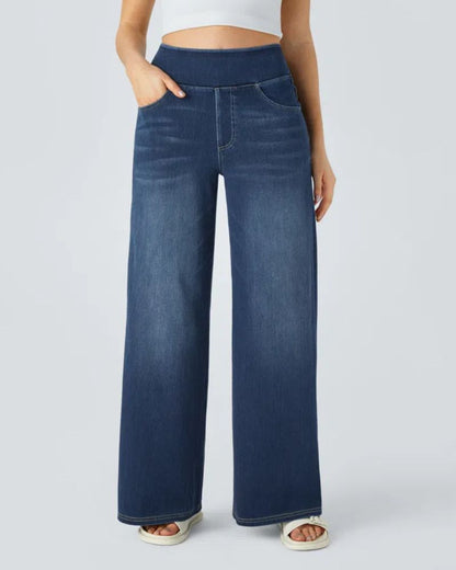 PANTALÓN VAQUERO ANCHO DE CINTURA ELÁSTICA